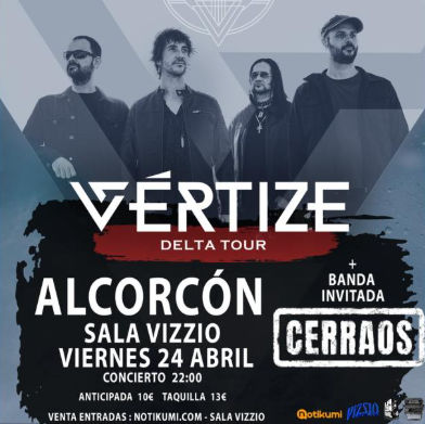 Concierto de Vértize + Cerraos en Sala Vizzio (Alcorcón) · 24 de abril, 2026