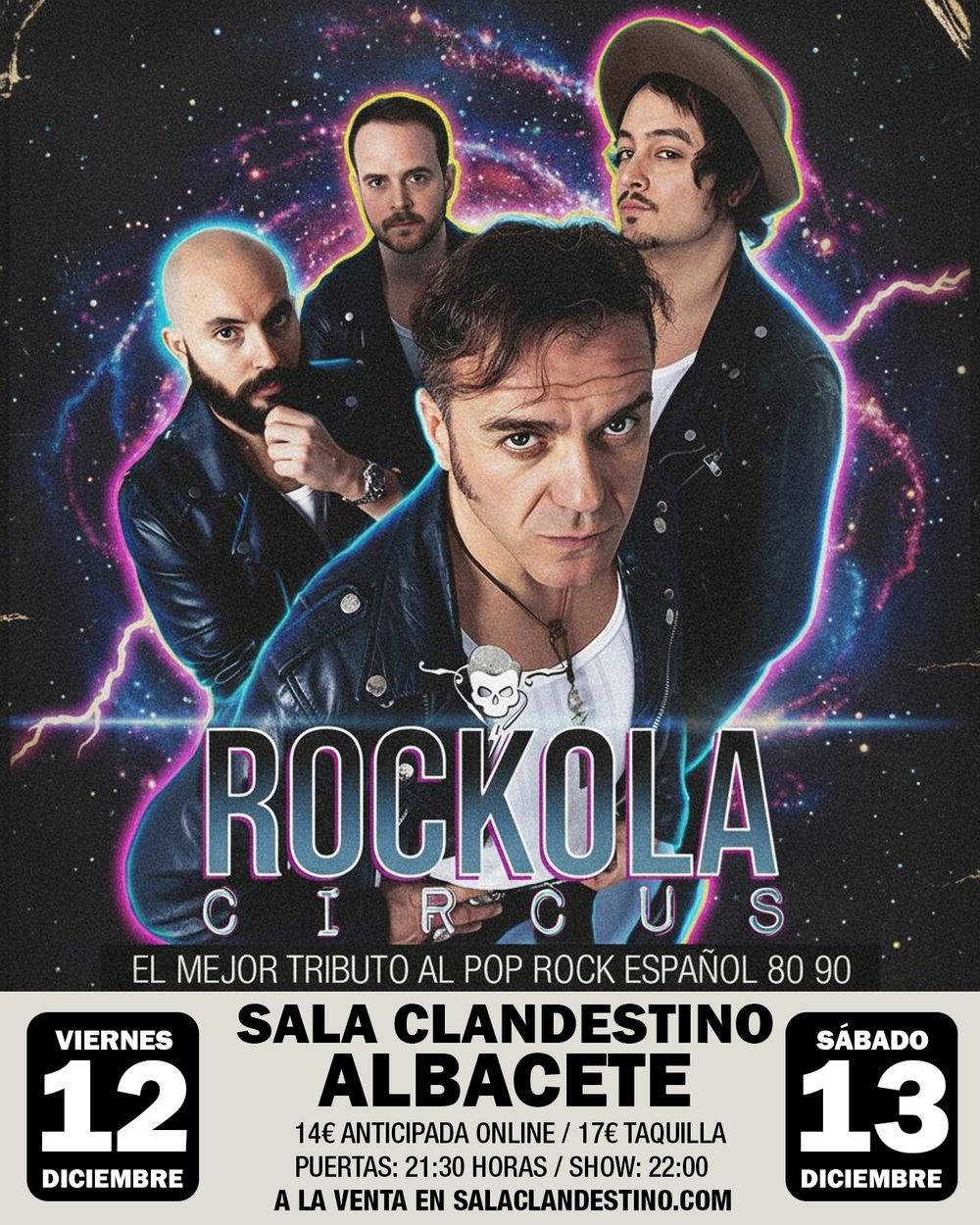 Diciembre-12 / Sala Clandestino / Rockola Circus (Tributo Pop-Rock)