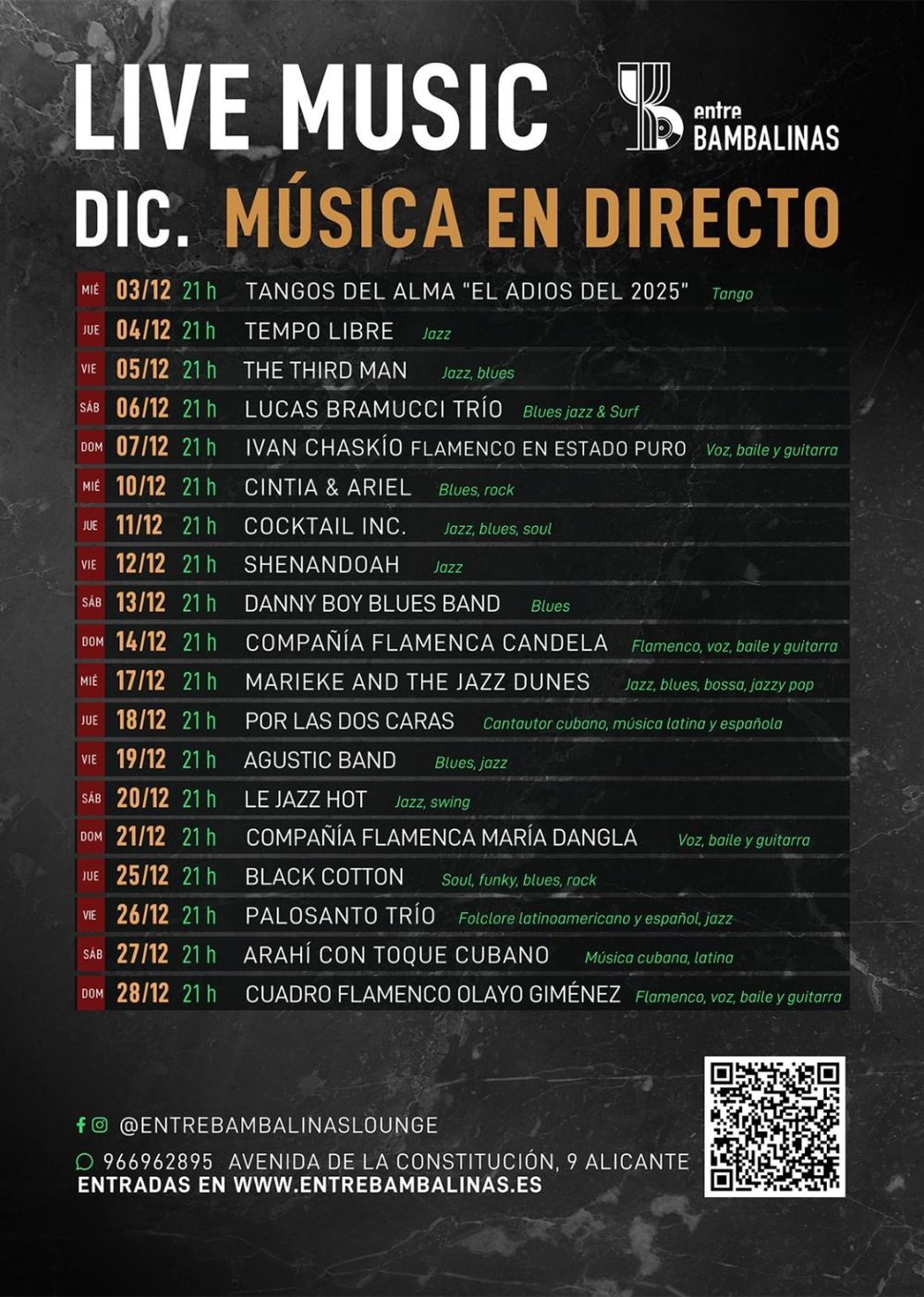 Diciembre-7 / Entre Bambalinas / Ivan Chaskio / Alicante 2025