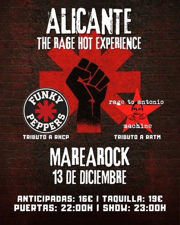 Diciembre-13 / Sala MareaRock / Tributos Rage Against the Machine + RHCP / Alicante 2025