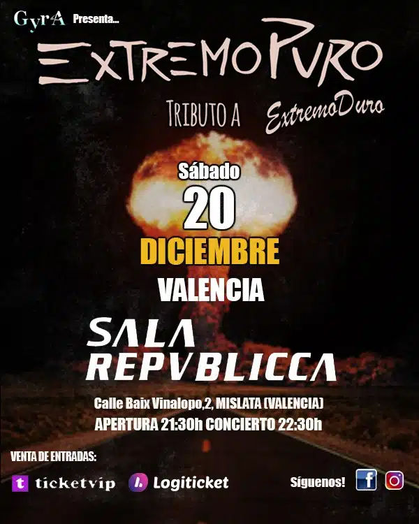 Diciembre-20 / Sala Repvblicca / Extremopuro (Tributo Extremoduro)