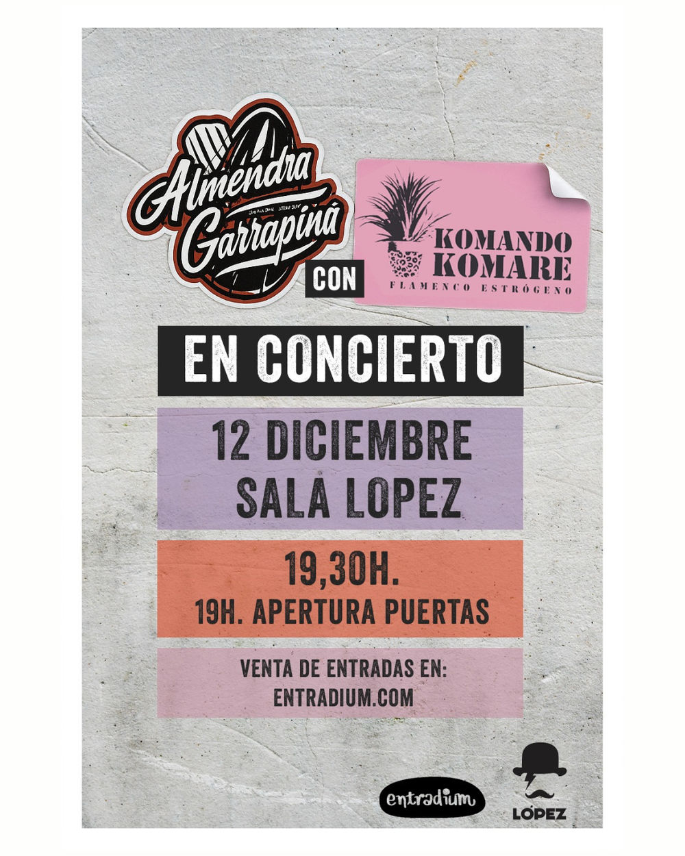 Diciembre-12 / Sala López / Almendra Garrapiñá + Komando Komare / Zaragoza 2025