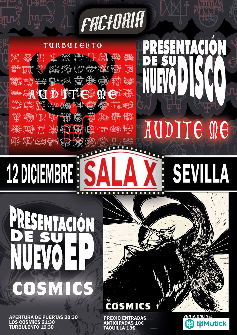 Diciembre-12 / Sala X / Turbulento + Cósmics / Sevilla 2025