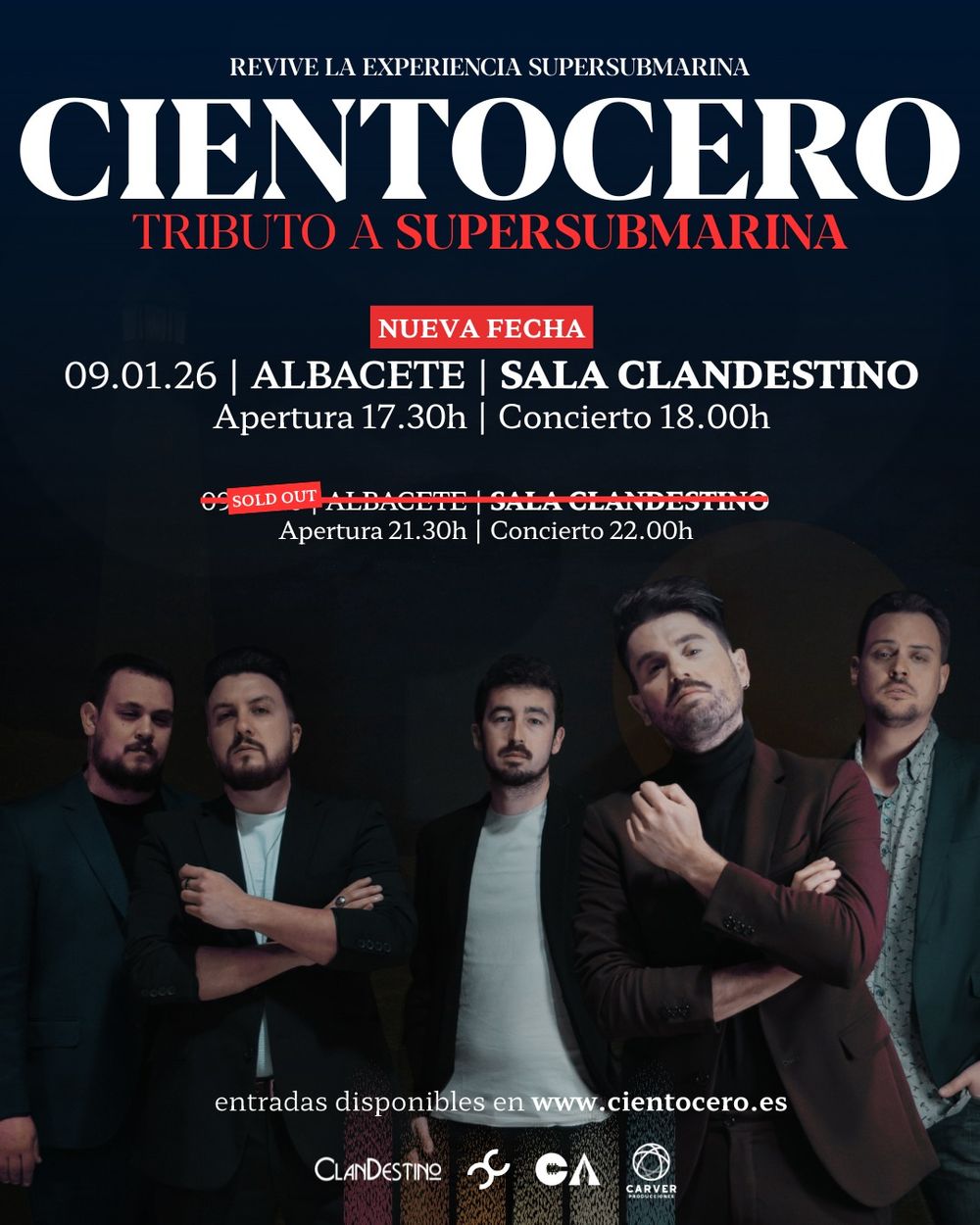 Enero-9 / Sala ClanDestino / Cientocero (Tributo Supersubmarina) / Albacete 2026