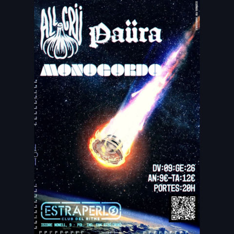 Enero-9 / Sala Estraperlo / All Crü + Paüra + Monogordo / Badalona 2026