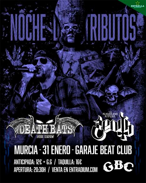 Enero-31 / Garaje Beat Club / Zenith (Tributo Ghost) + Deathbats (T. Avenged Sevenfold) / Murcia 2026