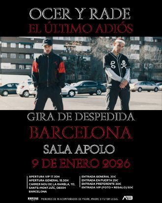 Enero-9 / Sala Apolo / Ocer y Rade / Barcelona 2026