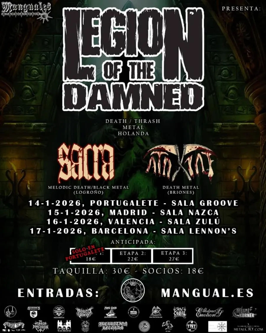 Enero-15 / Sala Nazca / Legion of the Damned + Sacra + Ataxia F / Madrid 2026