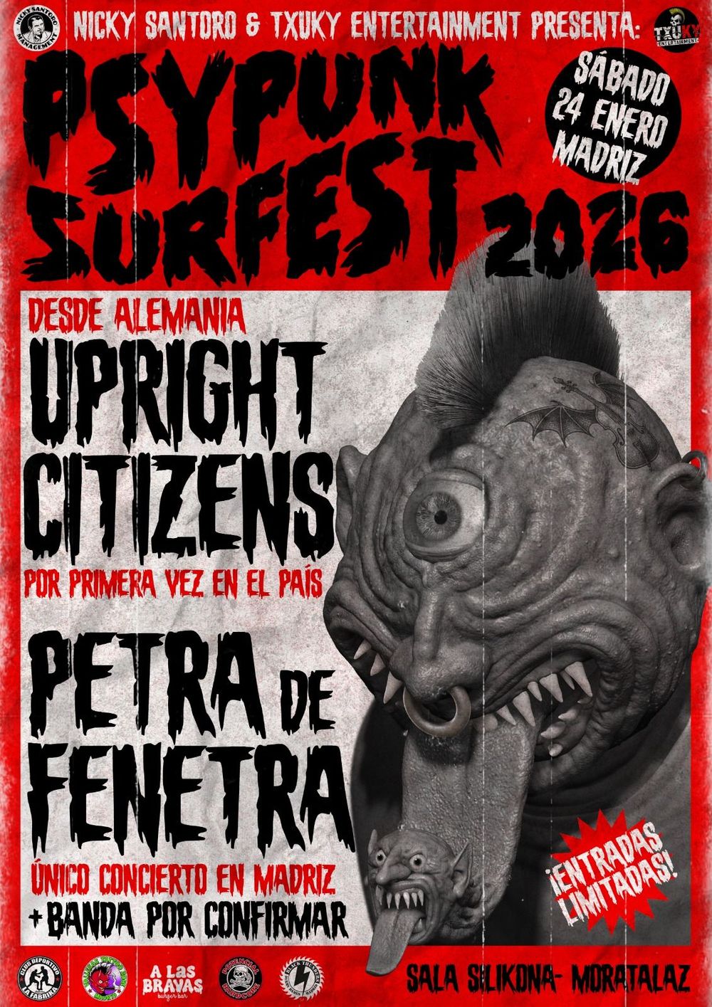 Enero-24 / Sala Silikona / Psypunk Surfest ’26: Upright Citizens + Petra de Fenetra / Madrid 2026