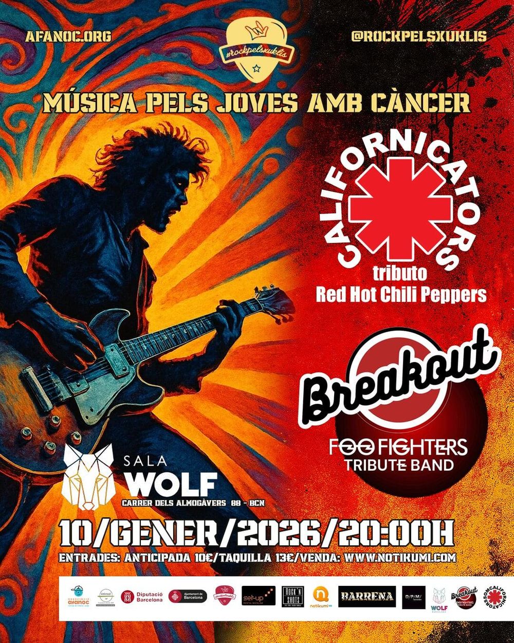 Enero-10 / Sala Wolf / Rockpelsxuklis: Californicators (T. Red Hot Chili Peppers) + Breakout (T. Foo Fighters) / Barcelona 2026