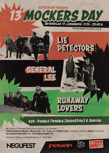 Enero-17 / Sala Santana 27 / Lie Detectors + General Lee + Runaway Lovers / Bilbao 2026