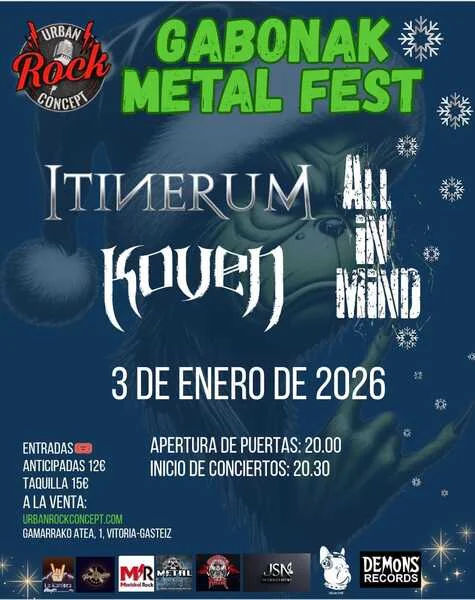 Enero-3 / Urban Rock Concept / Gabonak Metal Fest: Itinerum + Koven + All in Mind / Vitoria-Gasteiz 2026