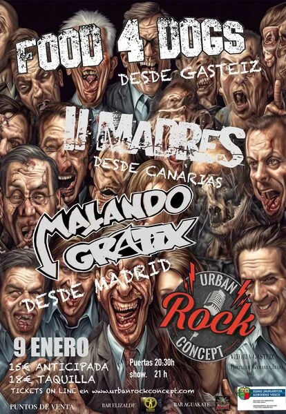 Enero-9 / Urban Rock Concept / Food 4 Dogs + II Madres + Matando Gratix / Vitoria-Gasteiz 2026