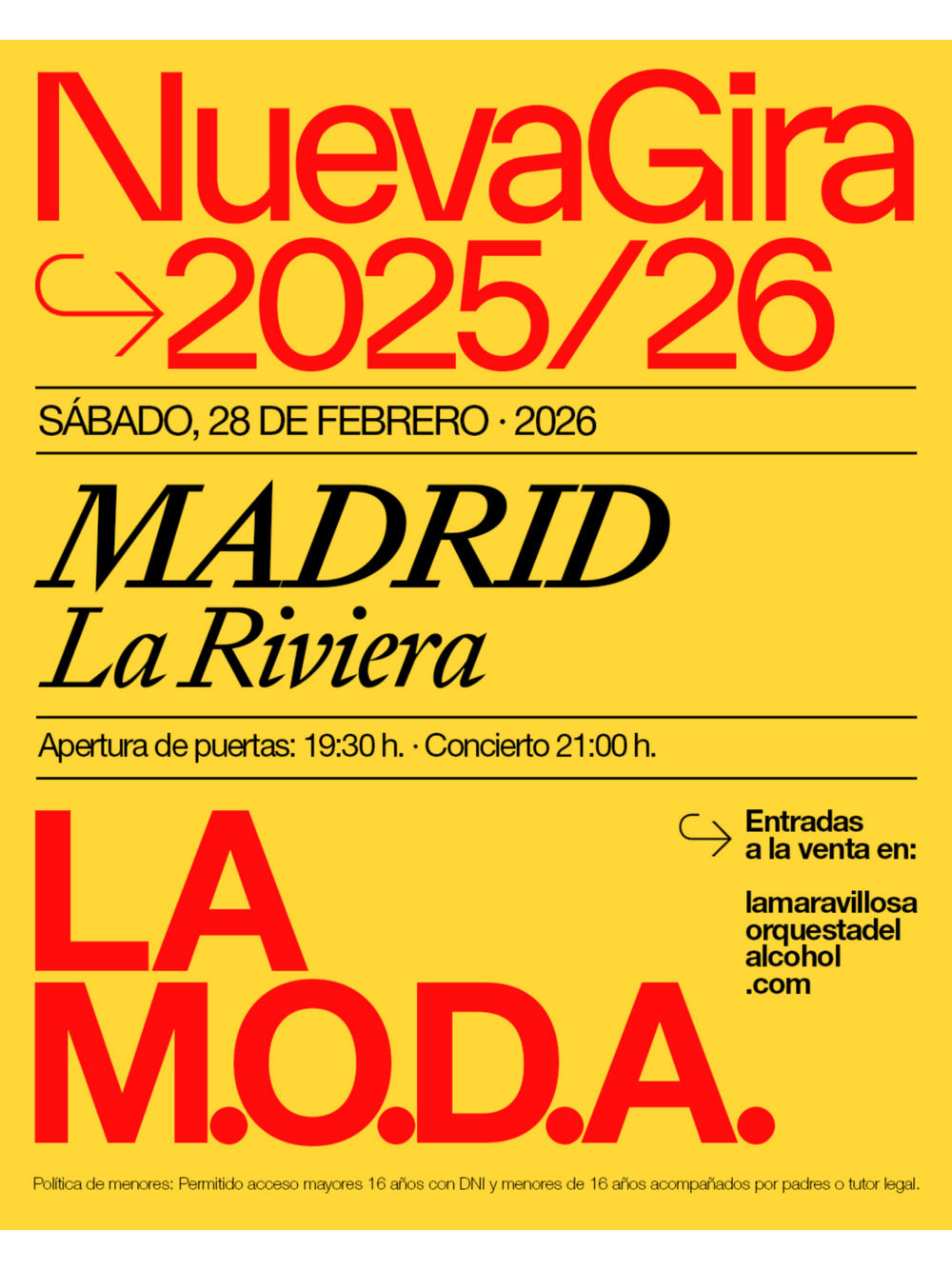 Febrero-28 / Sala La Riviera / La M.O.D.A. / Madrid 2026