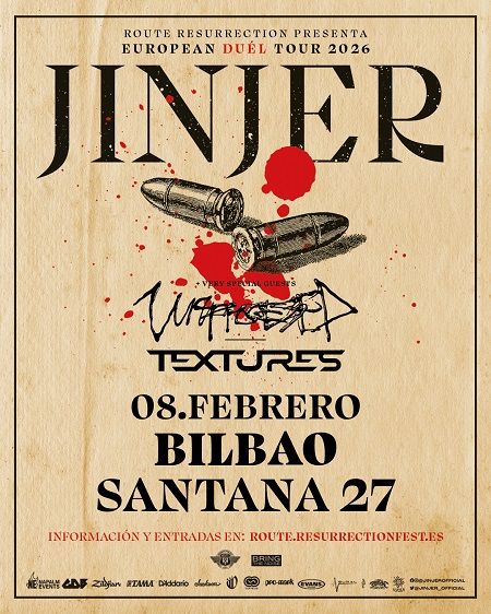 Febrero-8 / Sala Santana 27 / Jinjer + Unprocessed + Textures / Bilbao 2026