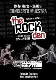 Concierto The Rock Den + Just 4 Vipers en Gruta 77 (Madrid) · 19 de marzo, 2026