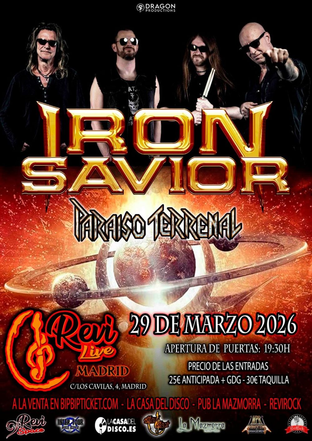 Concierto de Iron Savior + Paraiso Terrenal en Sala Revi Live (Madrid) · 29 de Marzo, 2026