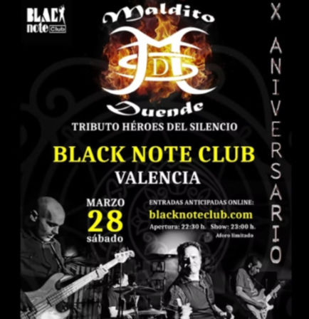 Maldito Duende ‘Tributo Héroes del Silencio’ en Black Note Club (Valencia) · 28 de marzo, 2026