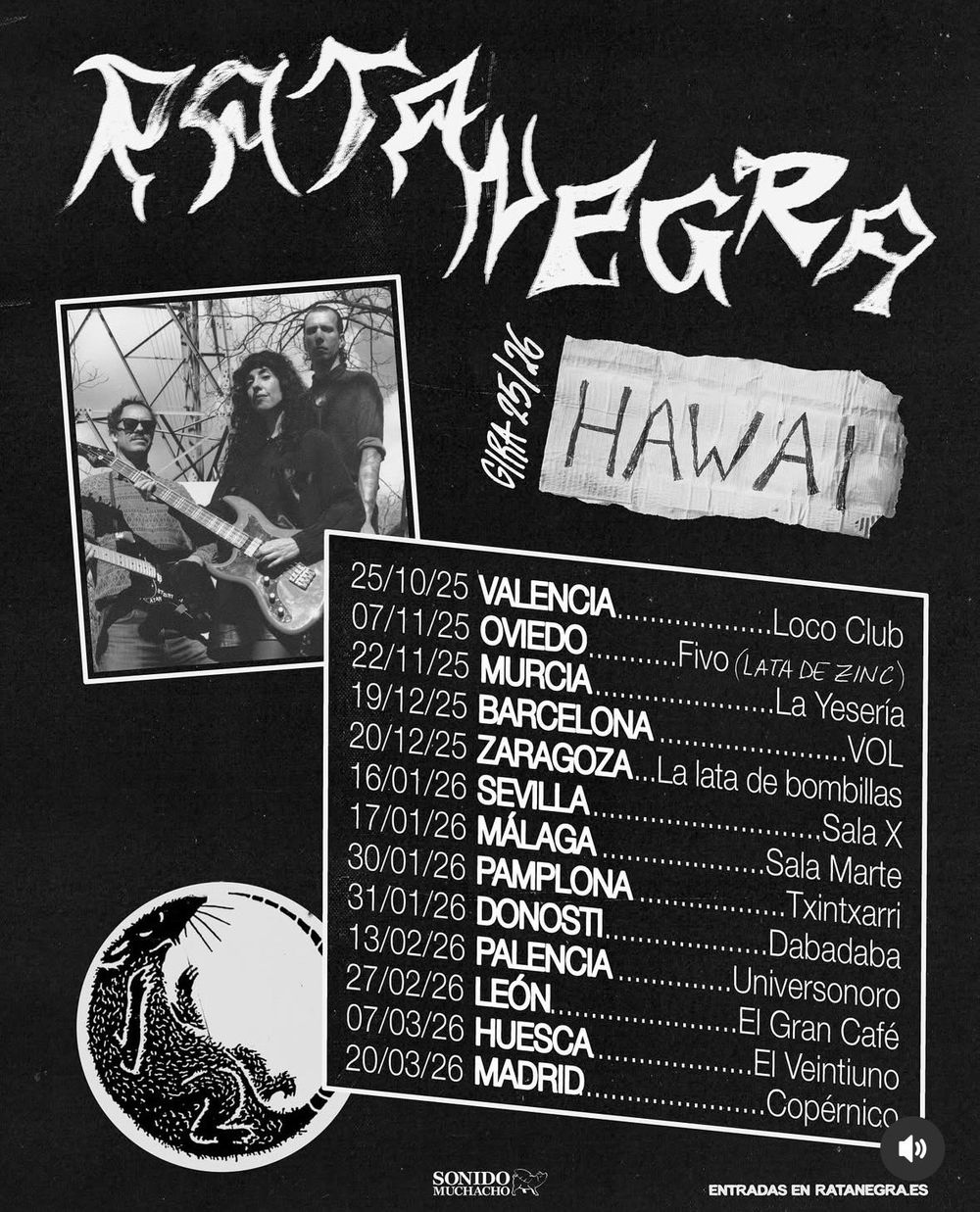 Concierto de Rata Negra en El Veintiuno (Huesca) · 7 de marzo, 2026