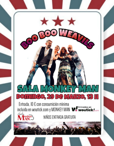Concierto de Boo Boo Weavils en Monkey Man (Guadalajara) · 29 de marzo, 2026