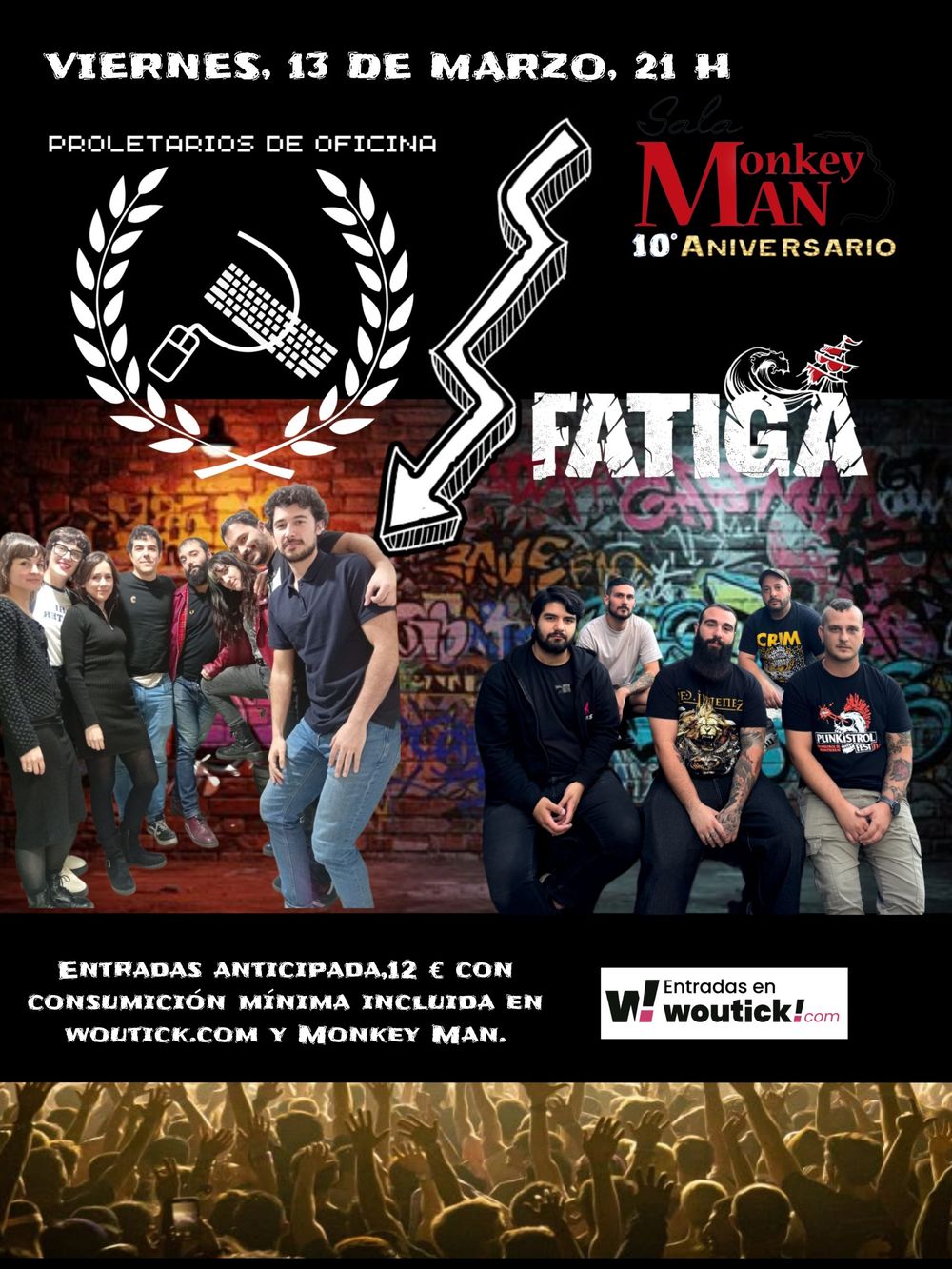Concierto de Proletarios de Oficina en Monkey Man (Guadalajara) · 13 de marzo, 2026