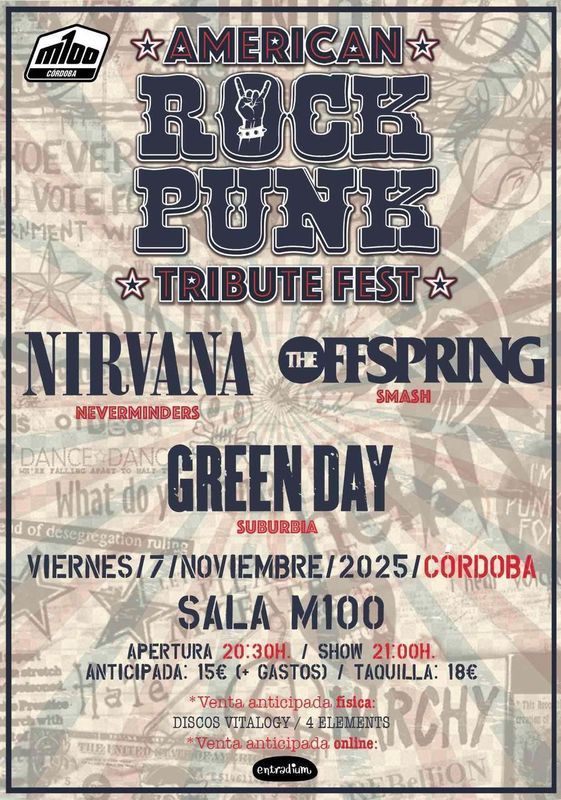 Noviembre-7 / Sala M100 / Neverminders (T. Nirvana), Smash (T. Offspring), Suburbi (T. Green Day)