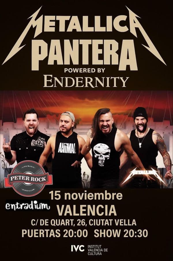 Noviembre-15 / Peter Rock Club / Endernity (Tributo Metallica & Pantera) / Valencia 2025