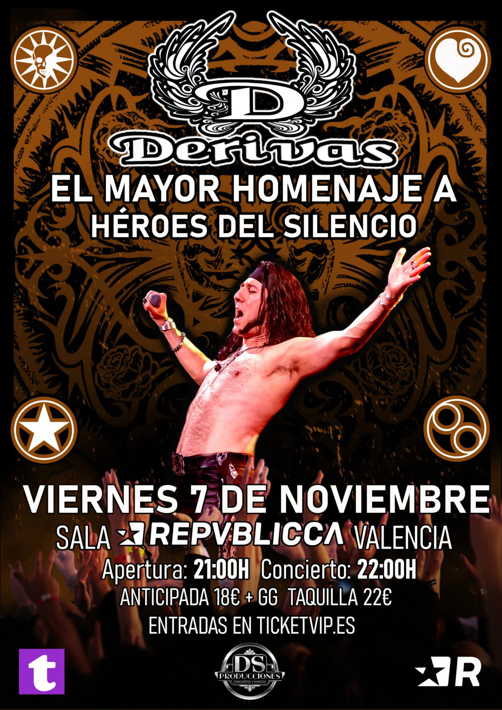 Noviembre-7 / Sala Repvblicca / Derivas (Tributo Heroes del Silencio)