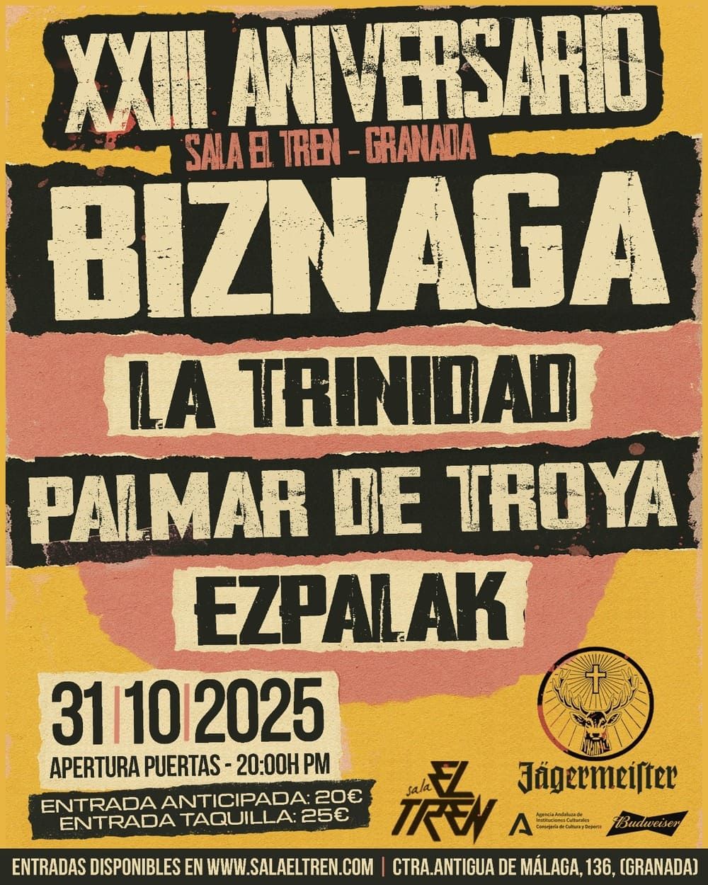Octubre-31 / Sala El Tren / Biznaga, Trinidad, Palmar Troya, Ezpalak