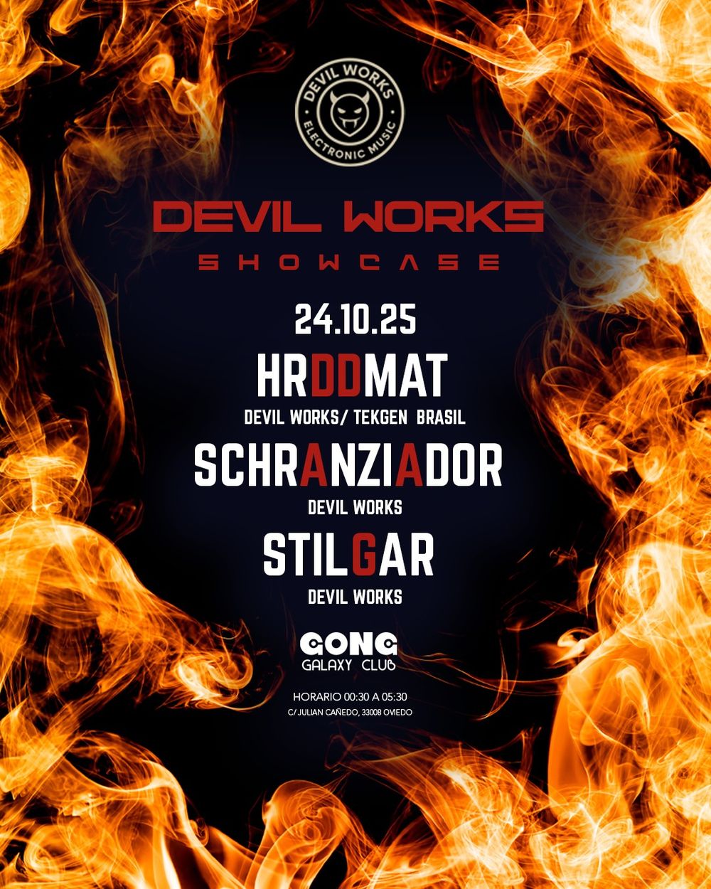 Octubre-25 / Gong Galaxy Club / Devil Works Showcase: Hrddmat + Schranziador