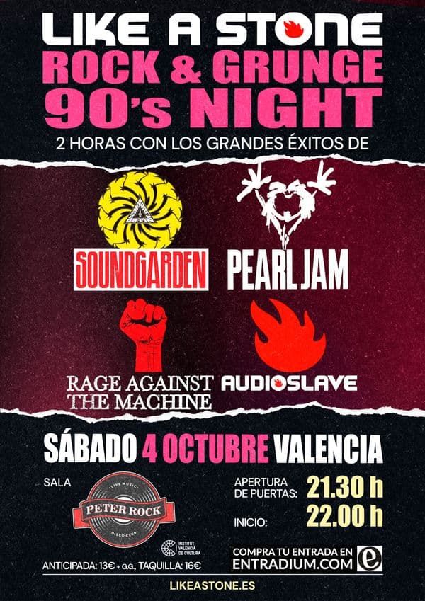 Octubre-4 / Peter Rock Club / Tributos Soundgarden, Pearl Jam, R.A.T.M., Audioslave
