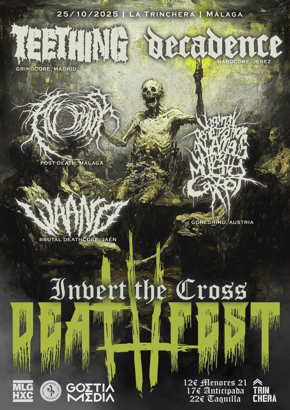 Octubre-25 / Sala Trinchera / Invert the Cross Deathfest: Teething, Decadence
