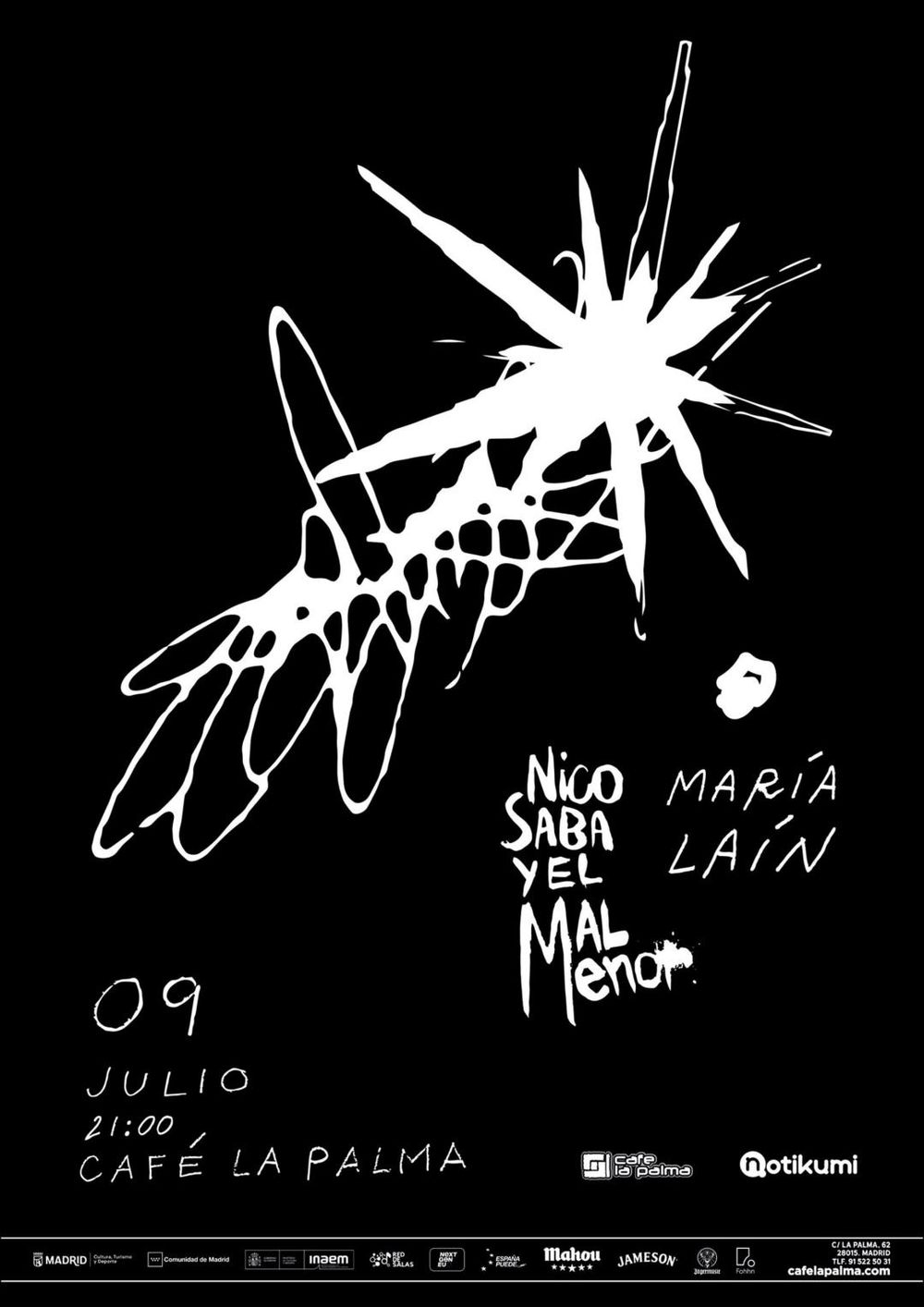 Concierto de Nico Saba + María Laín en Café La Palma (Madrid) · 9 de julio, 2026