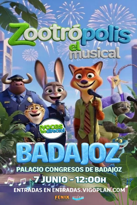 Musical ‘Zootrópolis’ en Palacio Manuel Rojas (Badajoz) · 7 de junio, 2026