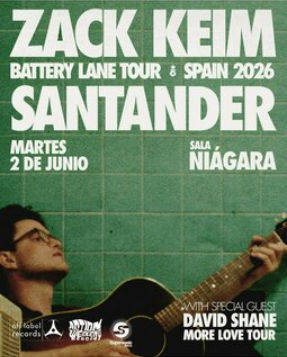 Concierto de Zack Keim en Sala Niágara (Santander) · 2 de junio, 2026