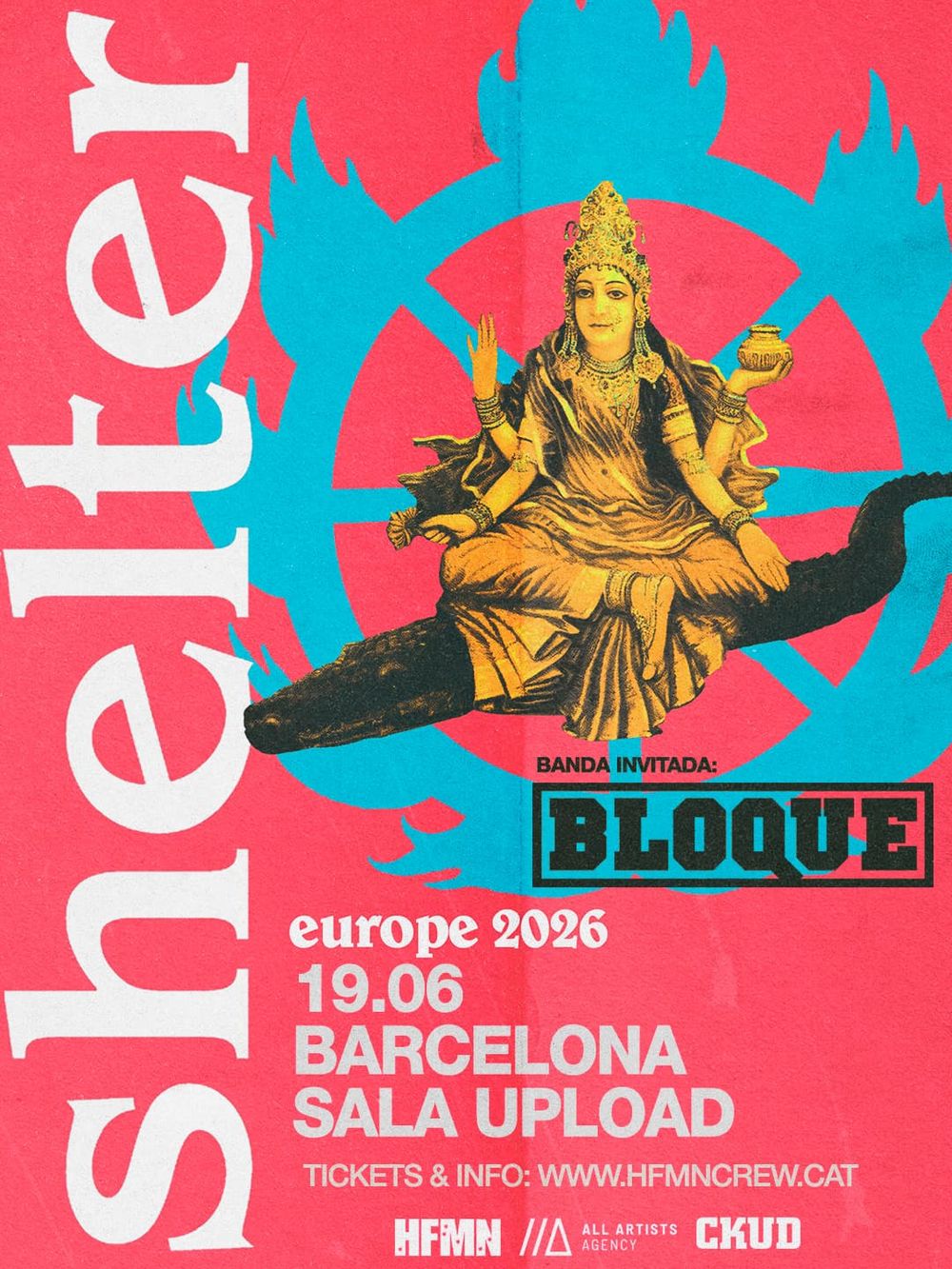 Concierto de Shelter + Bloque en Sala Upload (Barcelona) · 19 de junio, 2026