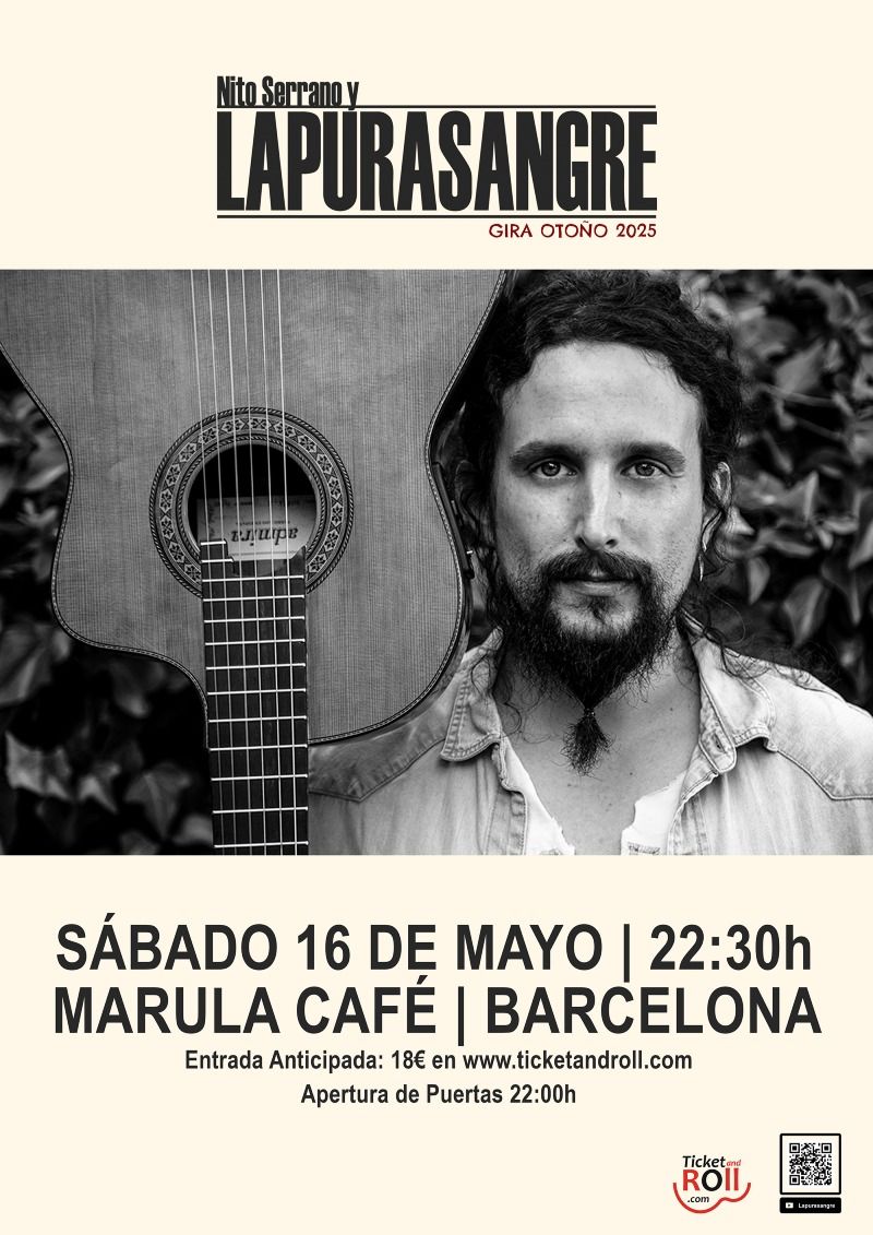 Concierto de LaPuraSangre en Marula Café (Barcelona) · 16 de mayo, 2026