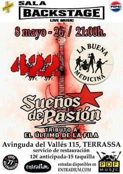 Concierto de 422 + La Buena Medicina + Sueños de Pasión en Sala Backstage (Terrasa) · 8 de mayo, 2026
