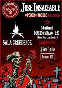 Concierto de José Insaciable en Sala Creedence (Zaragoza) · 3 de mayo, 2026