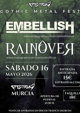 Concierto de Embellish + Rainover en Sala Spectrum (Murcia) · 16 de mayo, 2026
