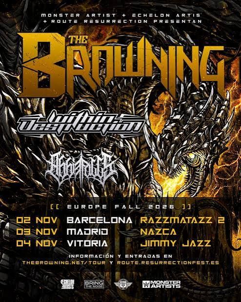 Concierto de The Browning + Within Destruction + Abbie Falls en Sala Nazca (Madrid) · 3 de noviembre, 2026