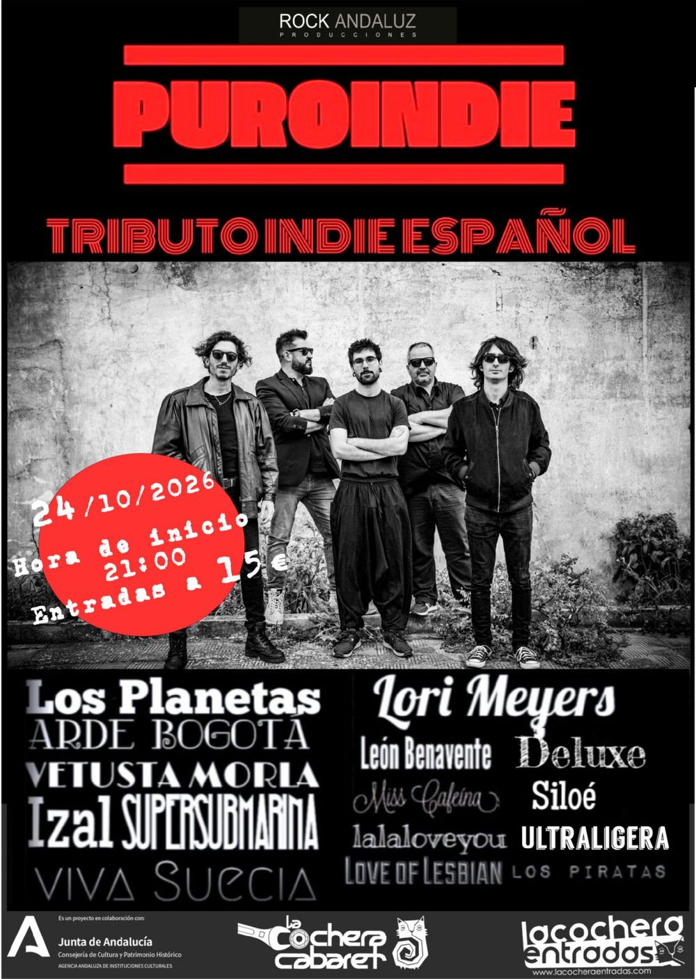 Puroindie ‘Tributo Indie español’ en La Cochera Cabaret (Málaga) · 24 de octubre, 2026