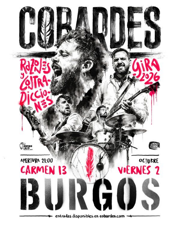 Concierto de Cobardes en Sala Carmen 13 (Burgos) · 2 de octubre, 2026