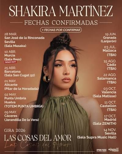 Concierto de Shakira Martínez en Sala Zenith (Madrid) · 17 de octubre, 2026
