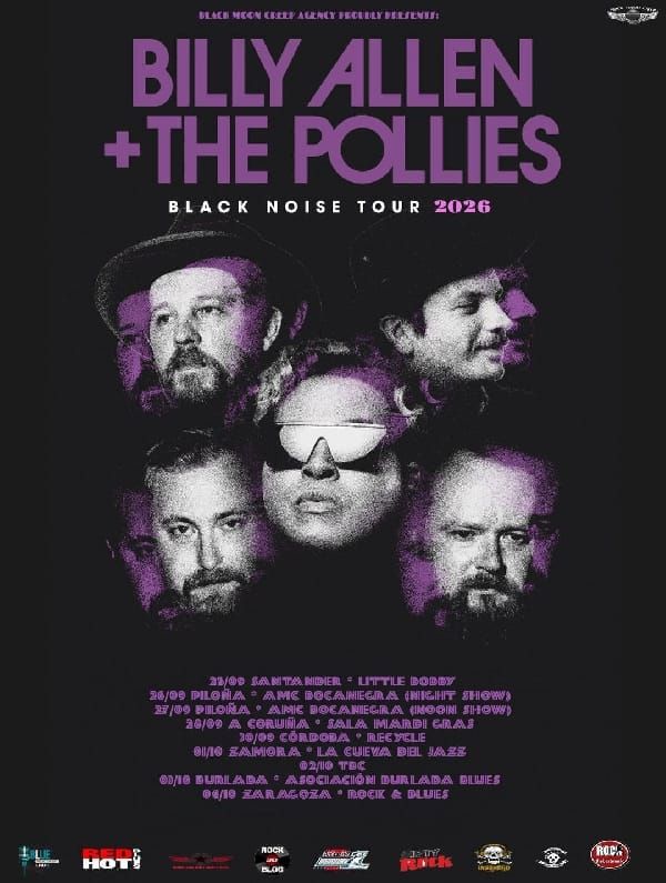 Concierto de Billy Allen + The Pollies en Sala Mardi Gras (A Coruña) · 28 de septiembre, 2026