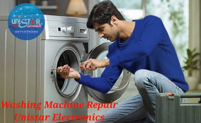 Expert Washing machine technician is repairing the washing machine at clients home in gurgaon