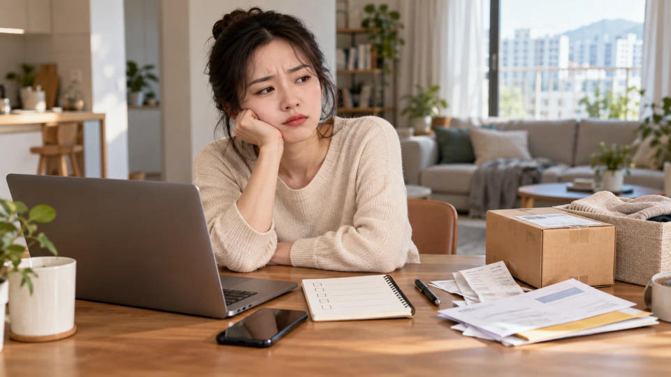 노트북 옆에 짧은 할 일이 여러 개 남아 있는 현실적인 업무 책상
