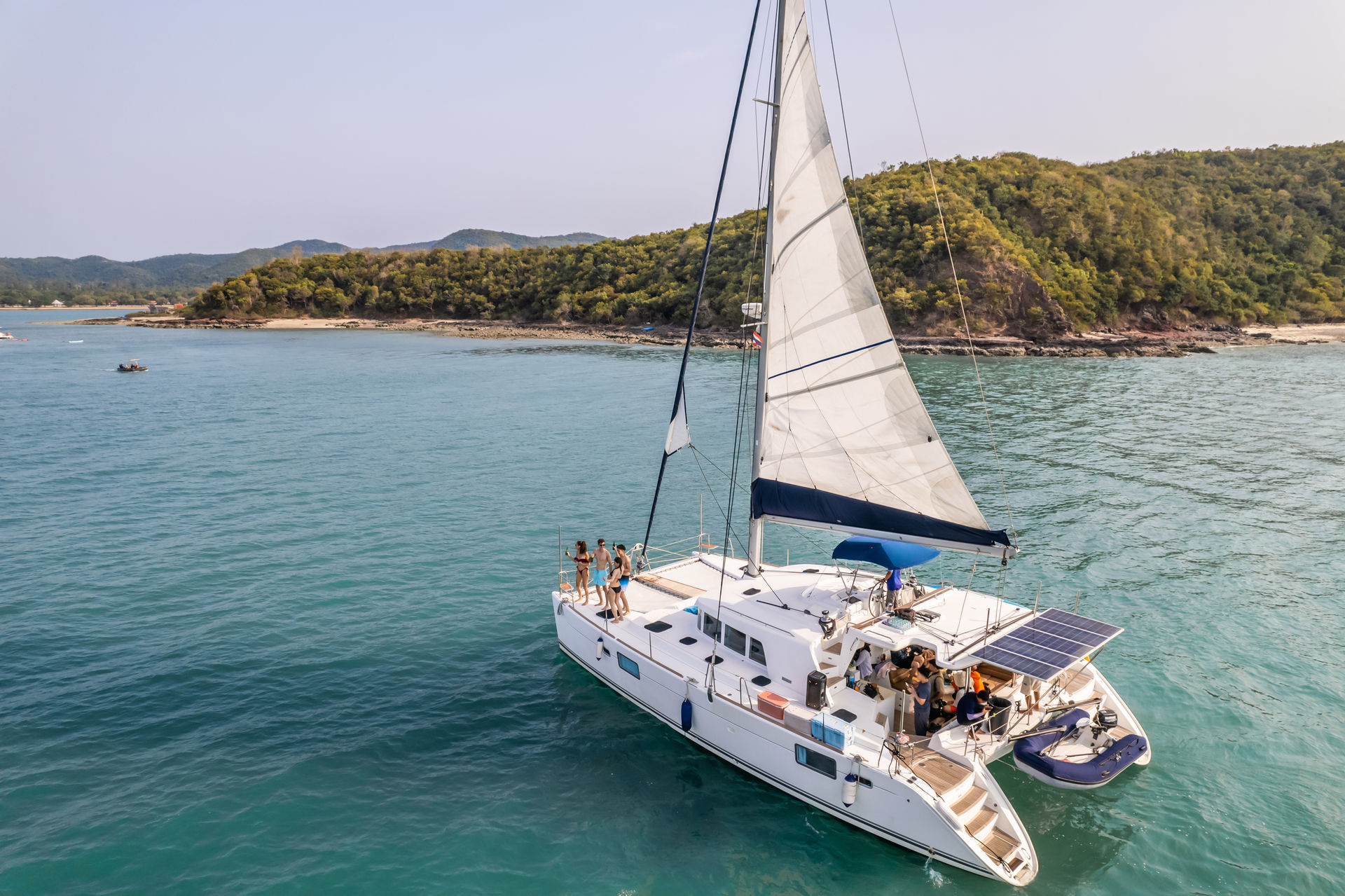 Voyage on yacht.