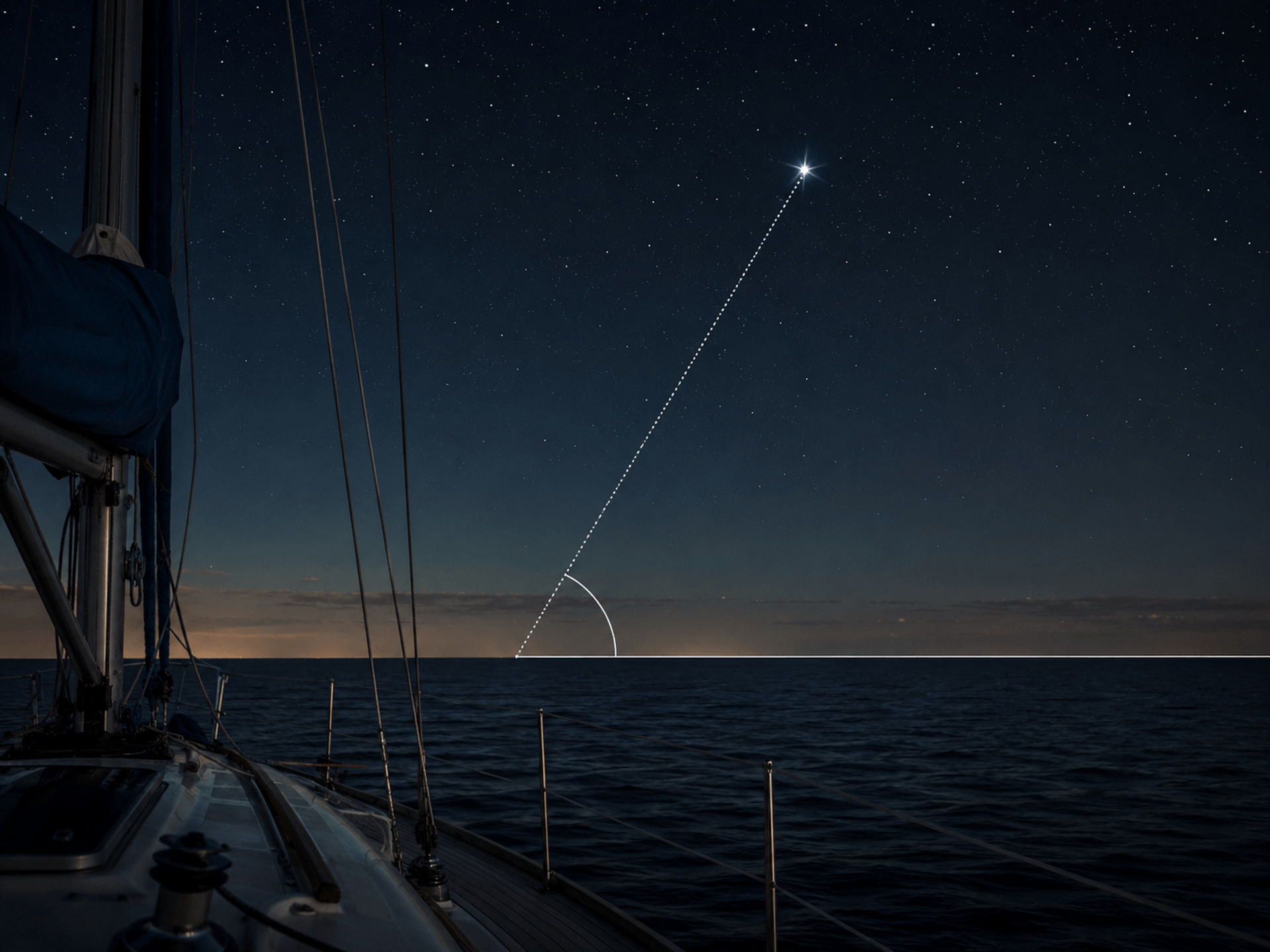 Polaris altitude angle above the horizon for latitude estimation.
