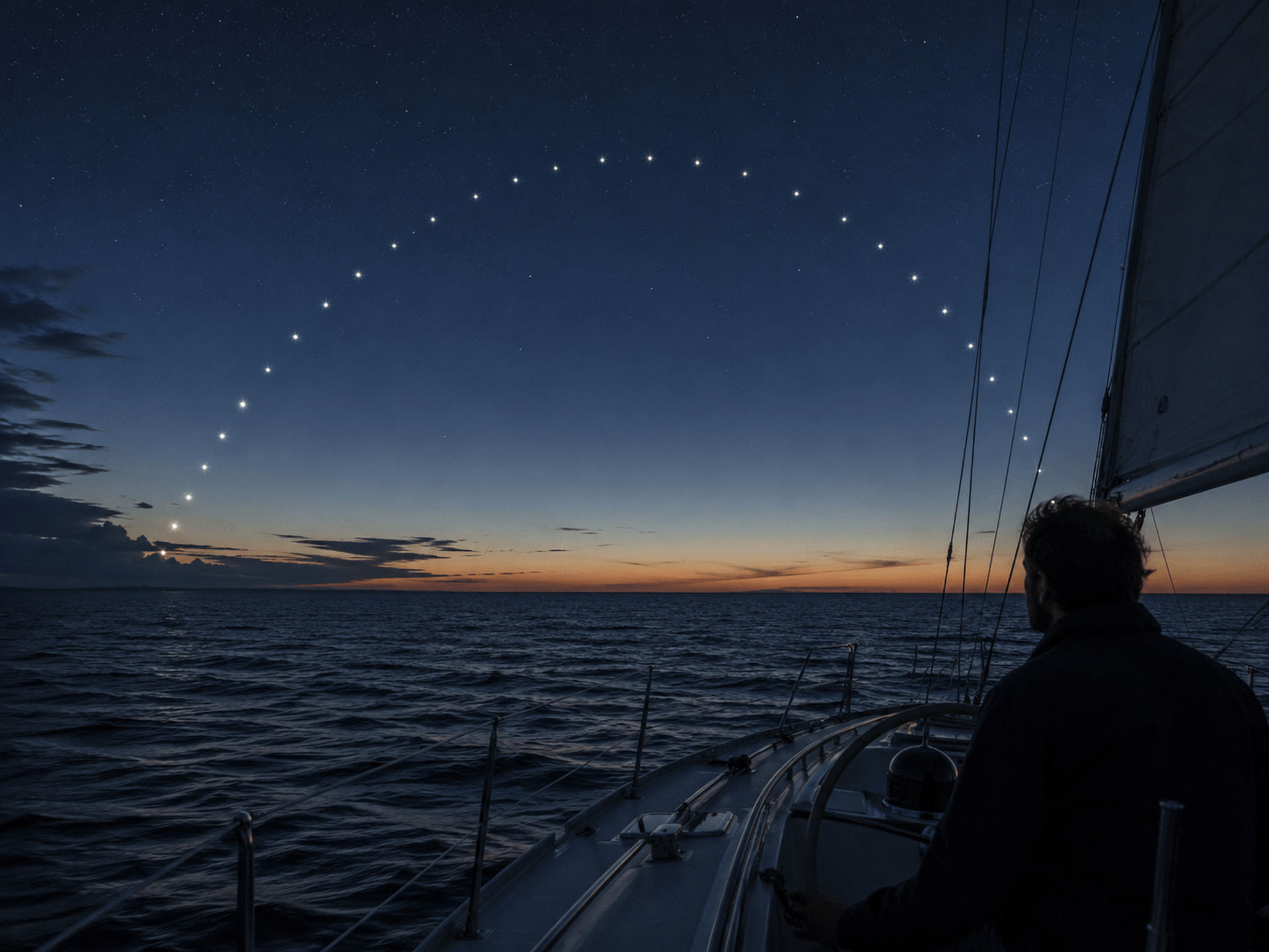 Star path sequence used to maintain heading during offshore travel.